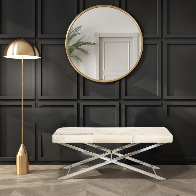 Metal Bench, Gray/Chrome