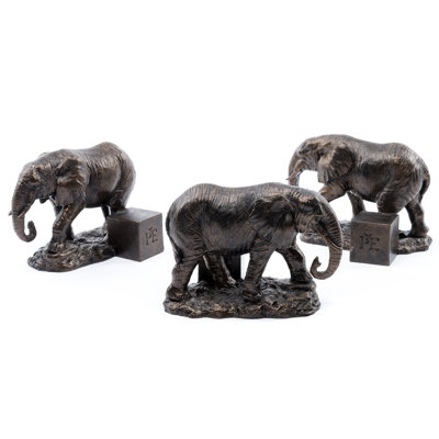 Pieds de jardinière éléphant couleur bronze dans une boîte cadeau