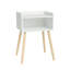 Table de chevet de style Mid-Century 15,75 po - Pieds en bois massif, finition naturelle - Rangement pour petits espaces-373049233