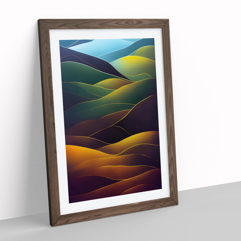 Meadow Landscape No - Print, Walnut Framed Paper, White, 46cm H x 34cm W x 3cm D