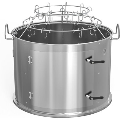 Accessoire de fumage en acier inoxydable pour grils de bouilloire de 22 po Weber, système de suspension nervurée avec porte d'accès au charbon de bois, ensemble d'extension de fumoir pour barbecue