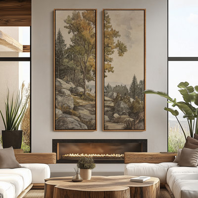 «Vintage Landscape Wall Art», ensemble de 2 toiles encadrées 20 x 60 pouces
