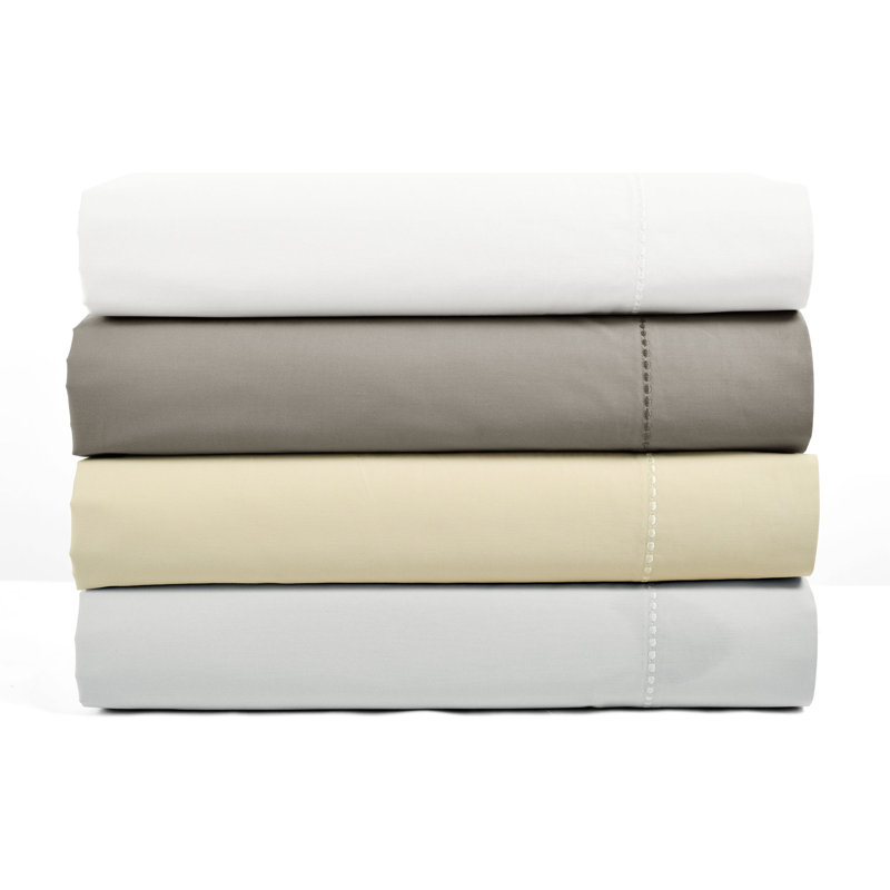 Ensemble de draps 100 % coton 300 fils, Ensemble de draps pour grand lit + drap-housse + 4, Blanc