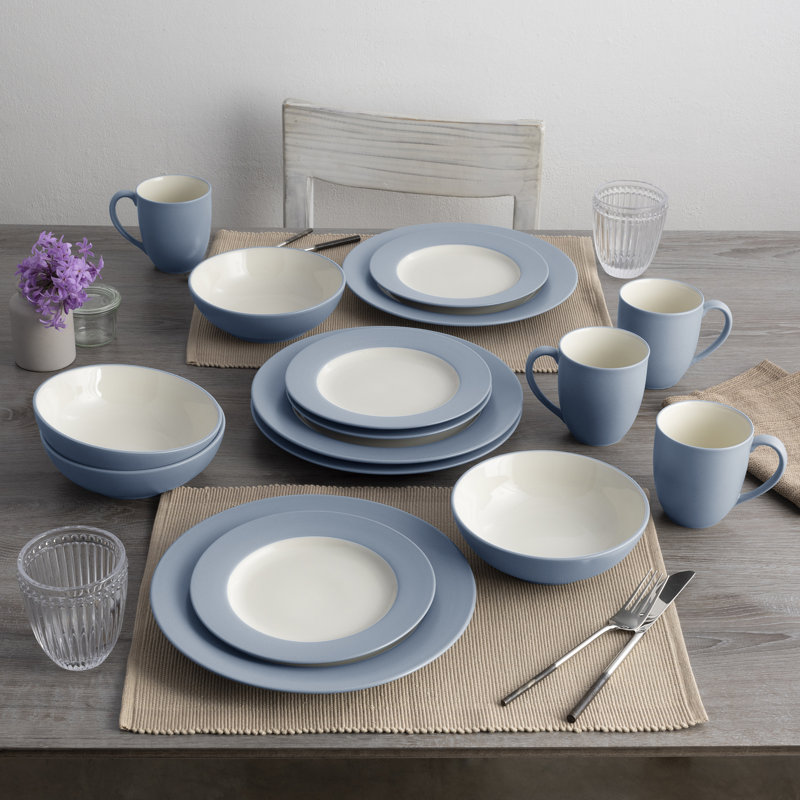 Noritake Colorwave 16-Piece Rim Dinnerware Set, Service for 4, Ice