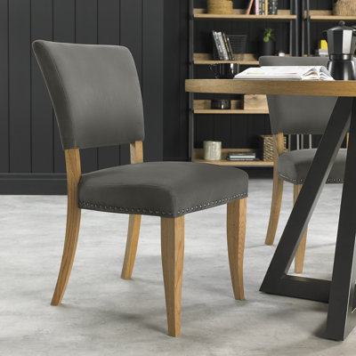 Phillippi Rustic Oak Upholstered Dining Chair Set of 2