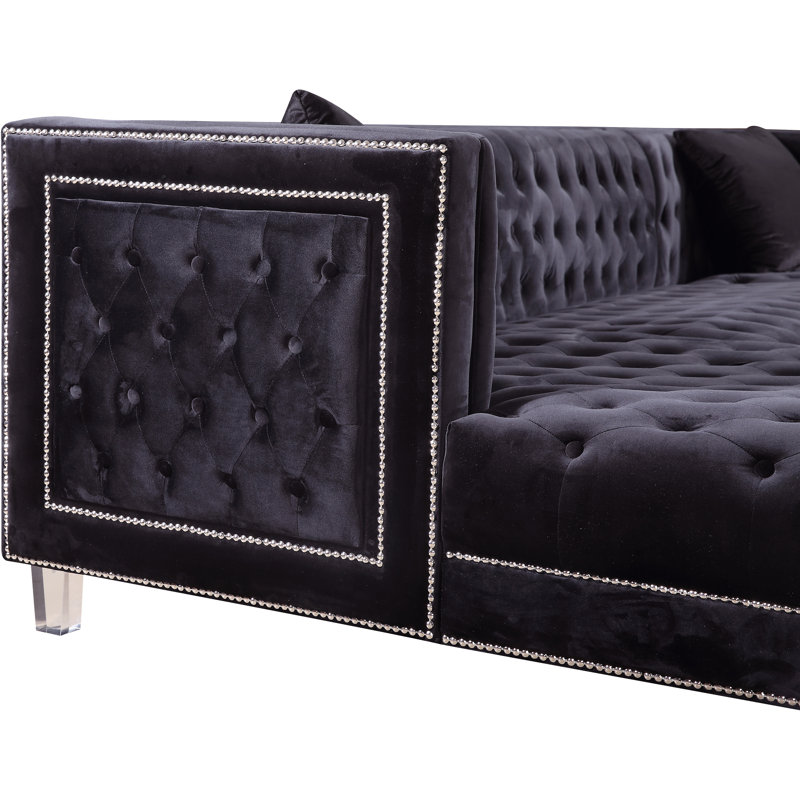 Canapé modulaire large en velours Moda de 127 po de largeur Moda, Velours noir
