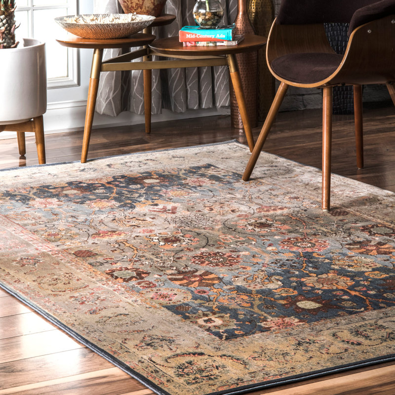 Tapis bleu / brun Alamo, Rectangle 5 pi 3 po x 7 pi 8 po