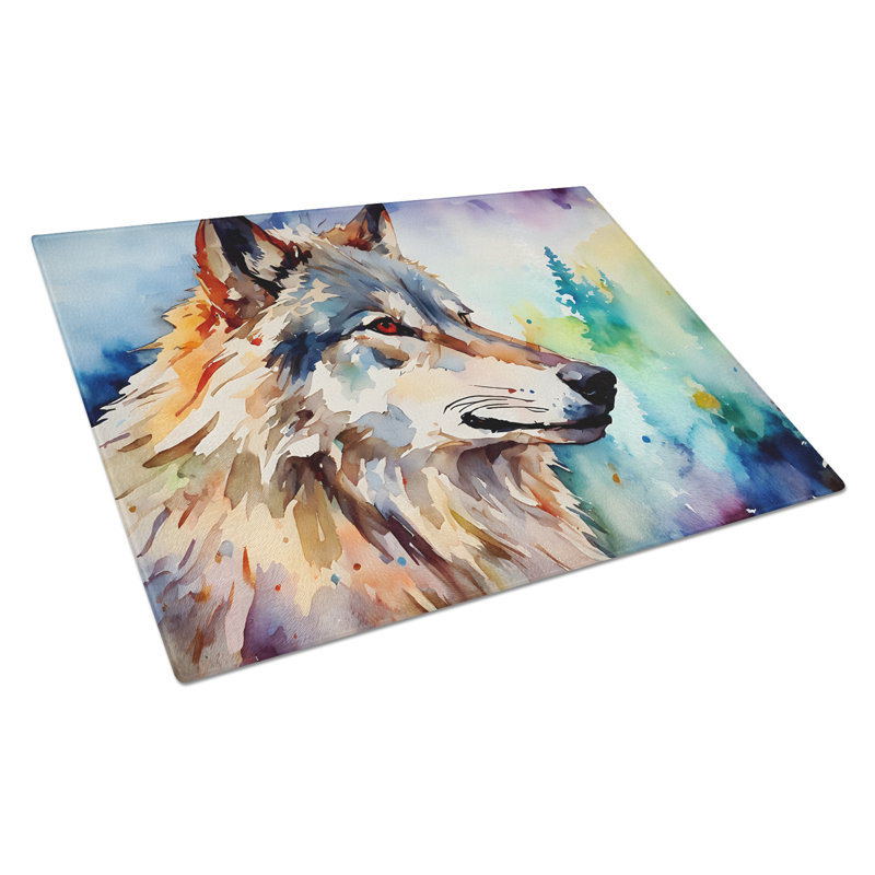 Wolves Wolf  Glass Cutting Board Large