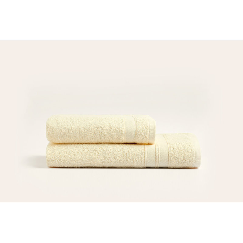 Ensemble de serviettes de bain de luxe (2 pièces), crème, 19,7 x 35,4 pouces (serviette de bain) et 19,7 x 39,4 pouces (serviette à main) | 100% coton, 12,3 oz / verge carrée | Doux, absorbant, lavable à la machine et à séchage rapide, idéal pour la maison et le spa