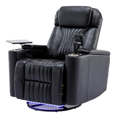 270° Power Swivel Recliner,Home Theater Seating With Hidden Arm Storage And  Led Light Strip,Cup Holder,360° Swivel Tray Table,And Cell Phone Holder,S by Orren Ellis