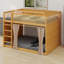 Lit superposé avec tablette de rangement à plusieurs niveaux, rideaux d'intimité et bande lumineuse intégrée pour chambres modernes-564531745-564531758