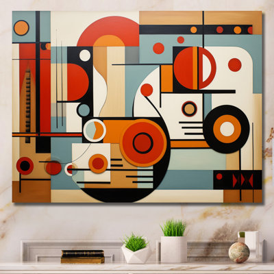 «Colorful Mid Century Graphic Geometrics», impression sur toile encadrée