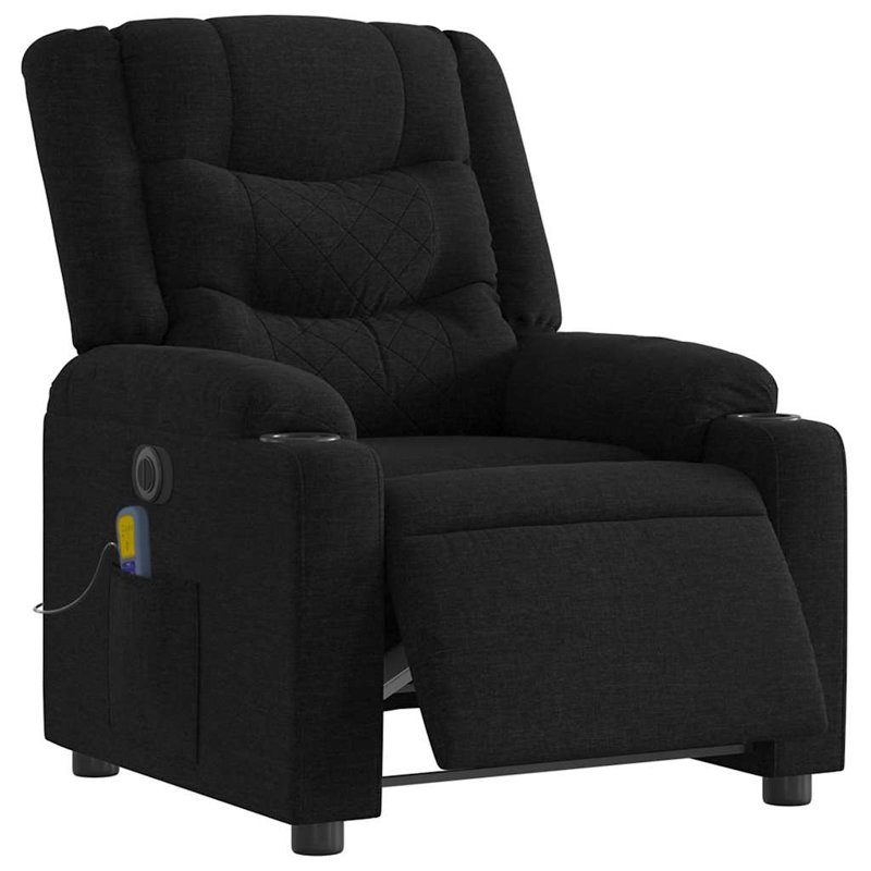 Upholstered Massage Chair, Black, Electric Push Back