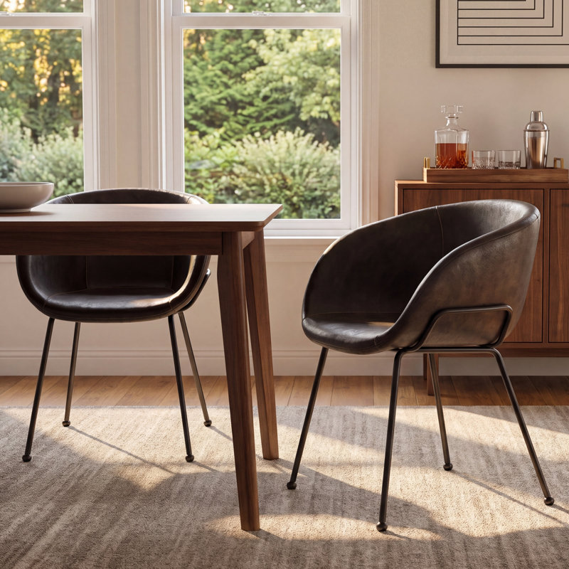 Ardea Upholstered Arm Chair, Dark Gray, Matte Black