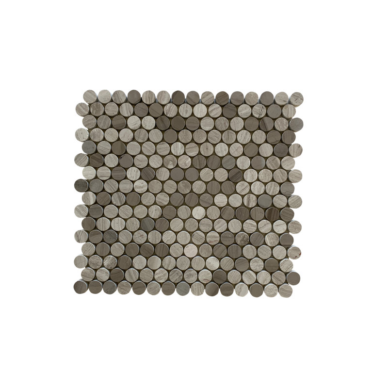 Oyster Glass Penny Round Mosaic Wall Tile