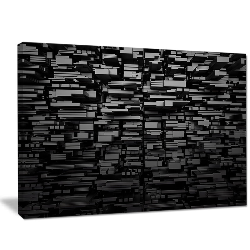 " Black 3D Geometric Background ", 8" H x 12" W x 1" D
