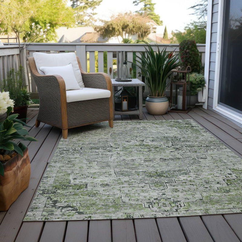 Tapis intérieur / extérieur Xhevrie lavable à la machine, Rectangle 10 pi x 14 pi