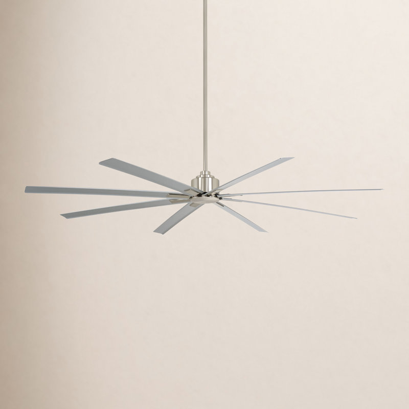 84" Xtreme 8 - Blade Outdoor Standard Ceiling Fan with Remote Control, Brushed Nickle Wet