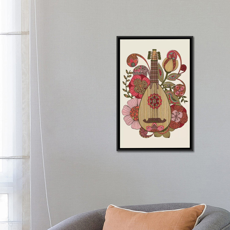 «Ever Mandolin» par Valentina Harper - impression sur toile tendue, H 26 po x l 18 po x P 1,5 po, Toile avec cadre noir