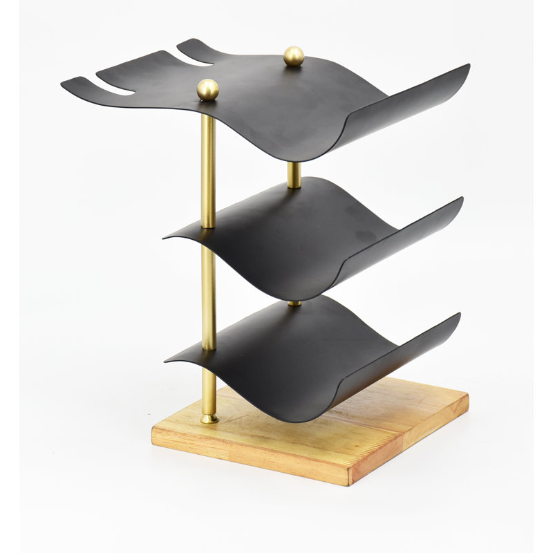 3 Bottle Tabletop Wine Bottle Rack Black