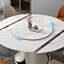 Table de salle à manger extensible de luxe moderne 51,18 po avec plateau en pierre frittée et plateau tournant rotatif intégré-1803386914