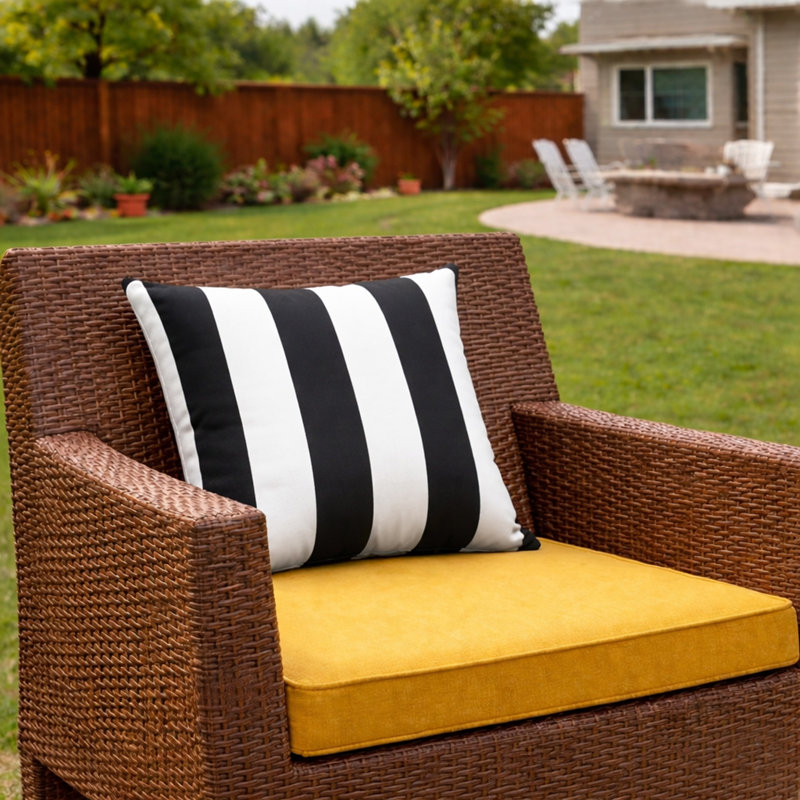 Coussins d'extérieur, Black Striped 1