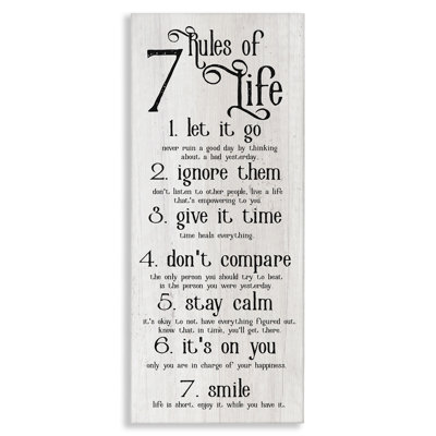 Rules Of Life Motivating List Canvas Wall Art by Lil' Rue