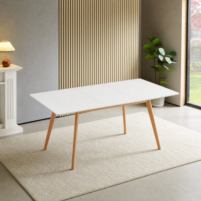 Extendable Beech Solid Wood Base Dining Table