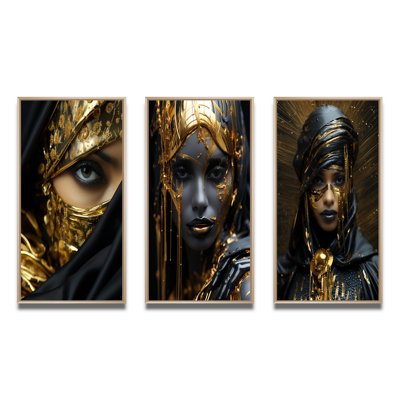 «Gorgeous Boho Chic Woman Vintage Gold Glam» - 3 pièces