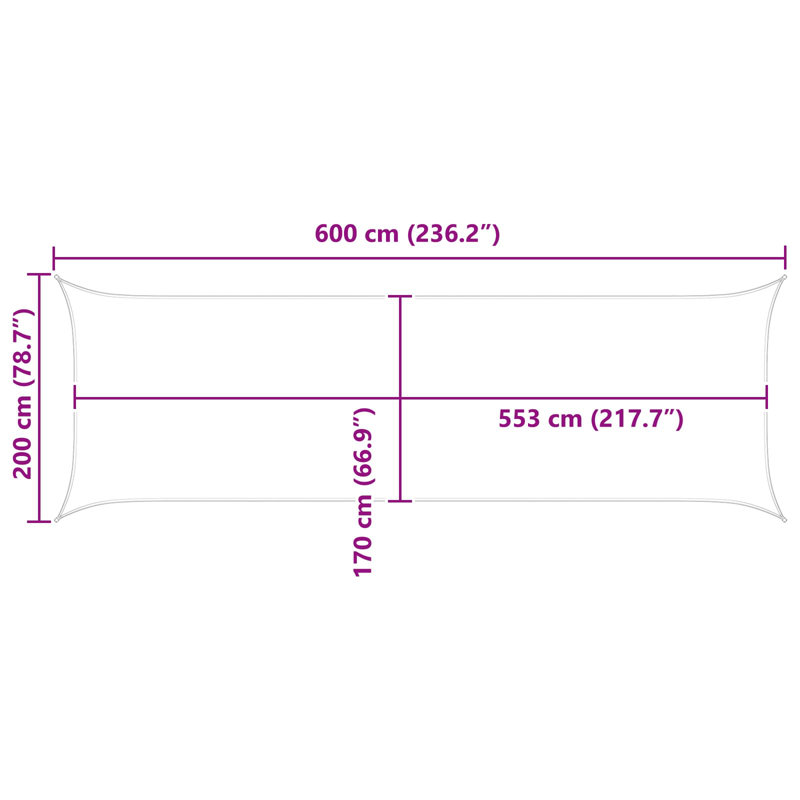 Vidaxl Sunshade Sail Oxford Fabric Rectangular Patio Shade Sunscreen Canopy, 2m W x 6m L, Red