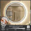 Miroir de salle de bain rond arrondi à DEL à intensité variable avec miroir de salle de bain à réglage de 3 couleurs et miroir de salle de bain rétro-éclairé avec verre trempé-105502959-105502961