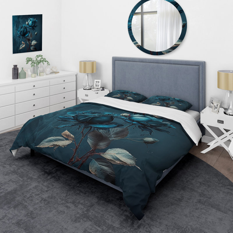 Ensemble de housse de couette en microfibre / polyester Rose Blue and White II Bedding