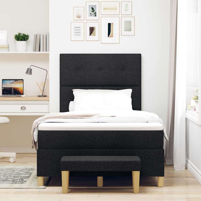 Lit sommier avec matelas Vidaxl noir 47,2 po x 74,8 po, Double, Noir