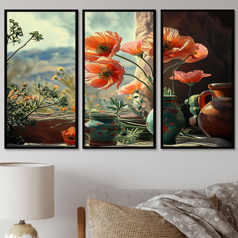 Demaio - Assortiment de bouquets d'art, Cadre flottant noir, H 40 po x l 60 po x P 1 po
