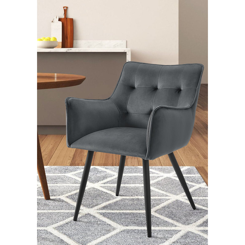 Mbolu 46.5cm H Velvet Upholstered Armchair, Dark Gray