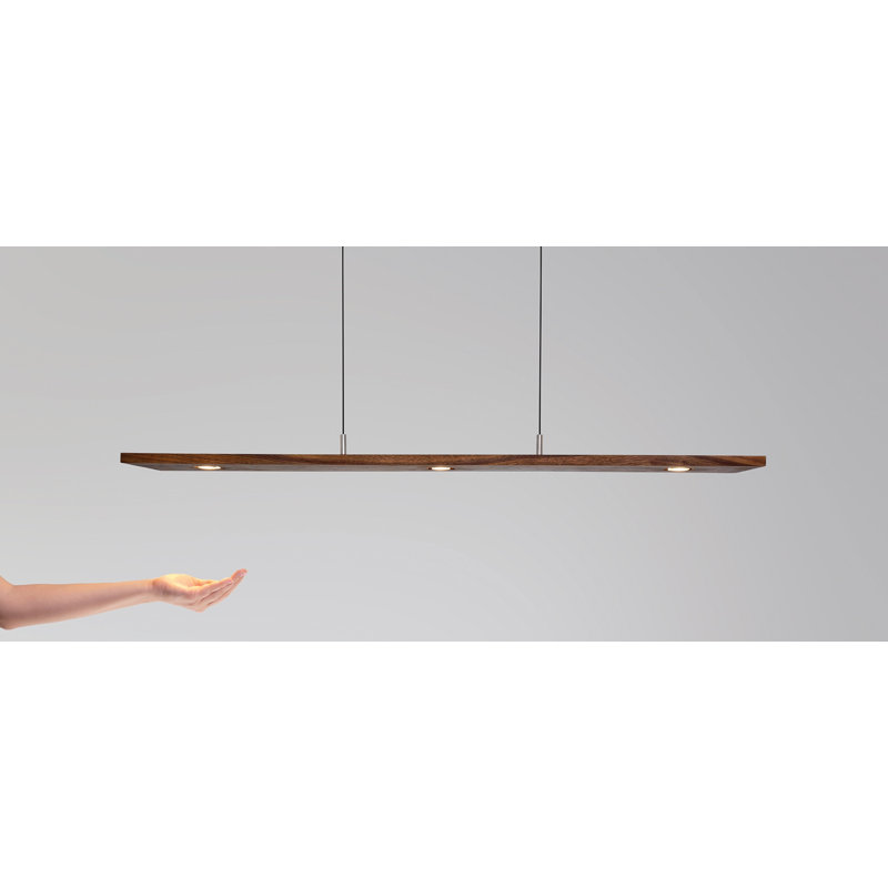 Vix Dimmable LED Pendant, 2700K, 0.75" H x 34" W x 8" D, Oiled Walnut