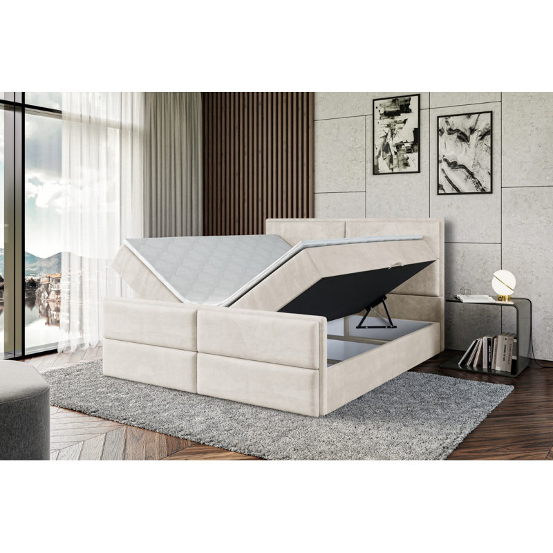 Bed, 180cm W x 200cm L, Beige cream
