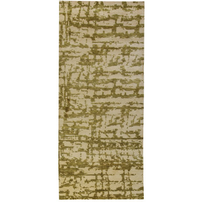 Modern One-of-a-Kind Runner 4' X 9' Hand Knotted Area Rug