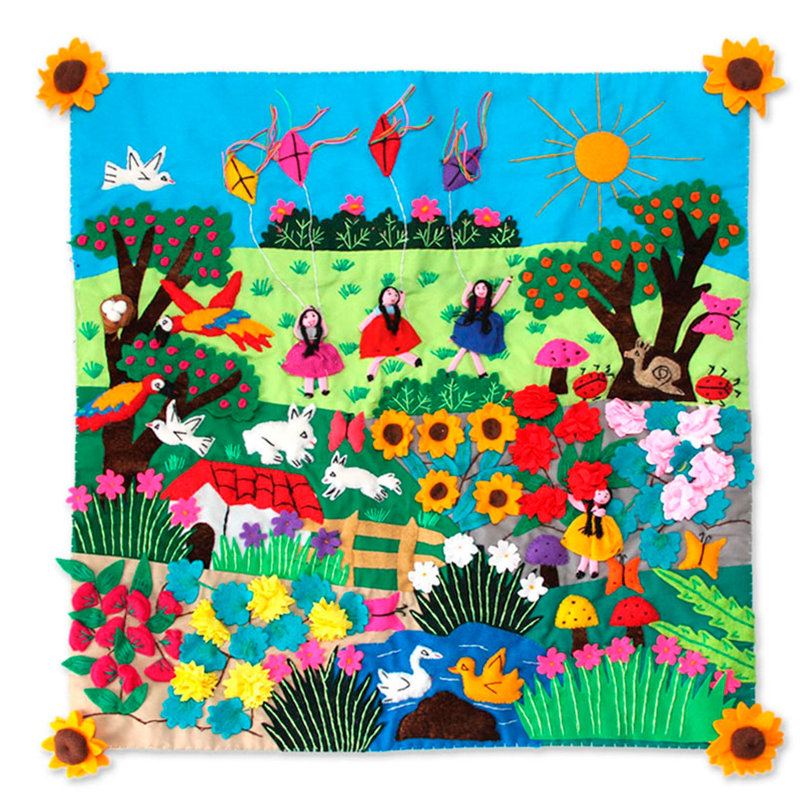 Appliqued Cotton Blend Reversible Pillow Cover
