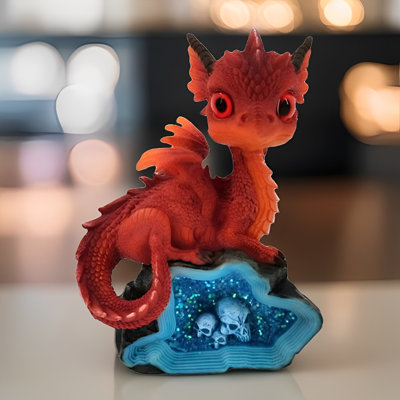 5.25"H Red Dragon Faux Crystal Figurine
