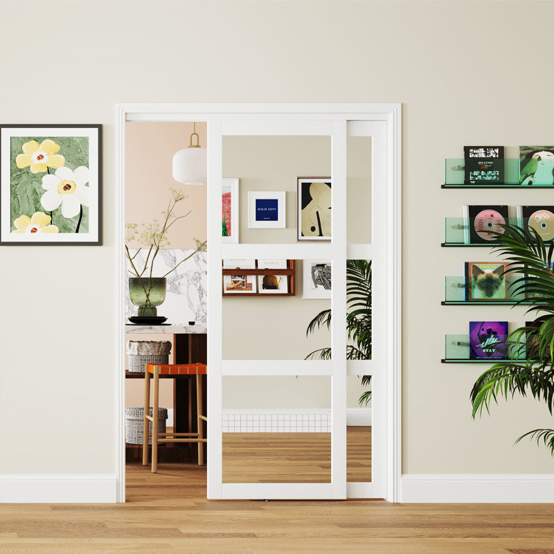Porte de placard coulissante en bois manufacturé 3-Lite, 48 po x 80 po
