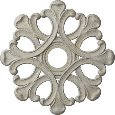 Médaillon de plafond ange Endurathane, DE 20 7/8 po x P 3 5/8 po x P 1 po (convient aux auvents jusqu'à 4 3/8 po), pot peint au fini craquelé peint à la main