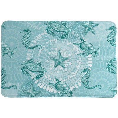 Tapis pour salle de bain sea life médaillon Marinez