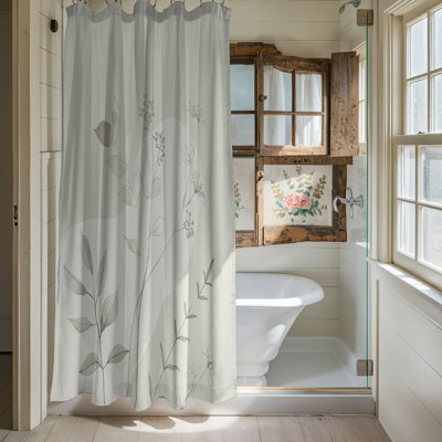 Rideau de douche standard 1 pièce Minimalist Green Florals