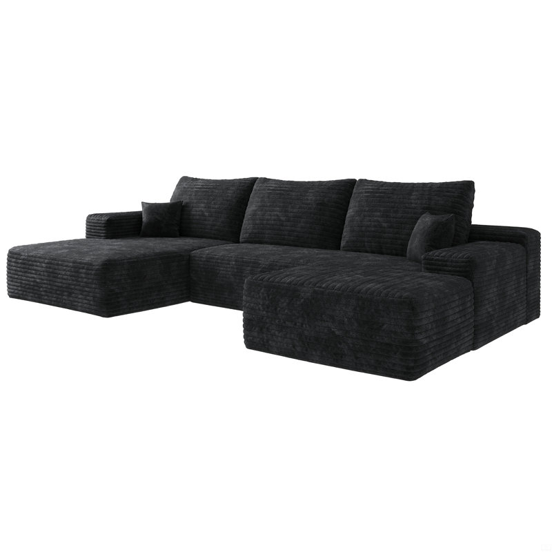 Canapé modulaire 135 po avec 1 repose-pieds Cloud, sièges rembourrés, canapé en U confortable, aucun assemblage requis