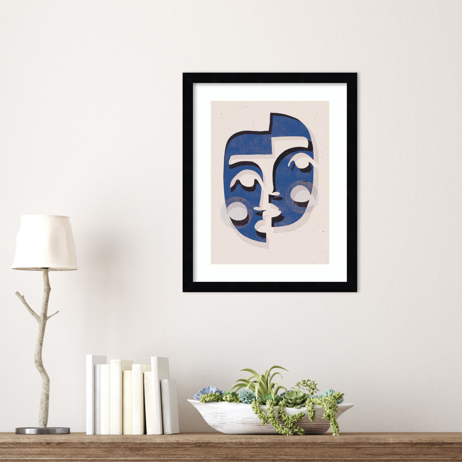 Galya "The Blue Mask" Print by Treechild, 17" H x 14" W, Black