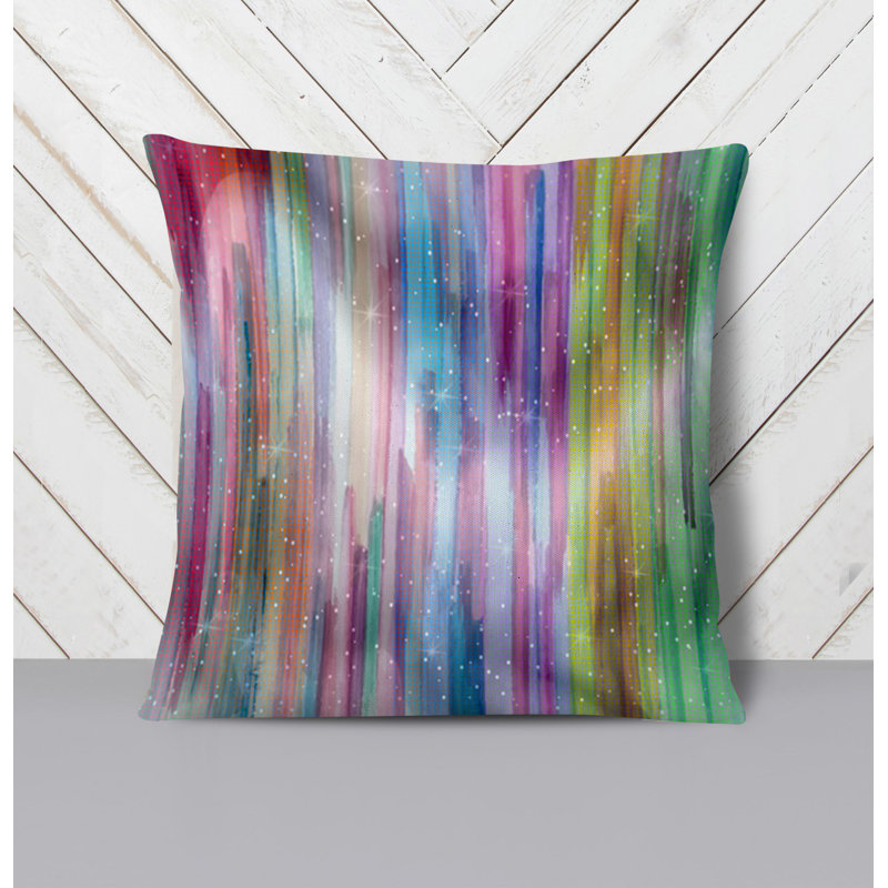 Throw Pillow With Insert, Multi Striped/Abstract 1, 16"H x 16"W