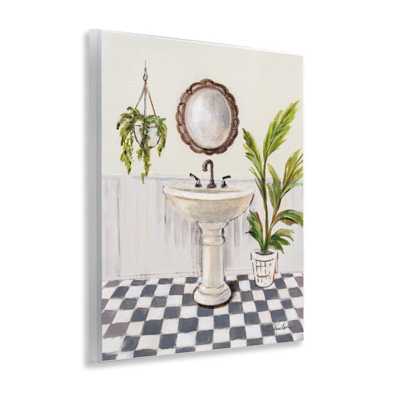  Crisp Bathroom with Plants Wall Plaque Art by Silvia Vassileva