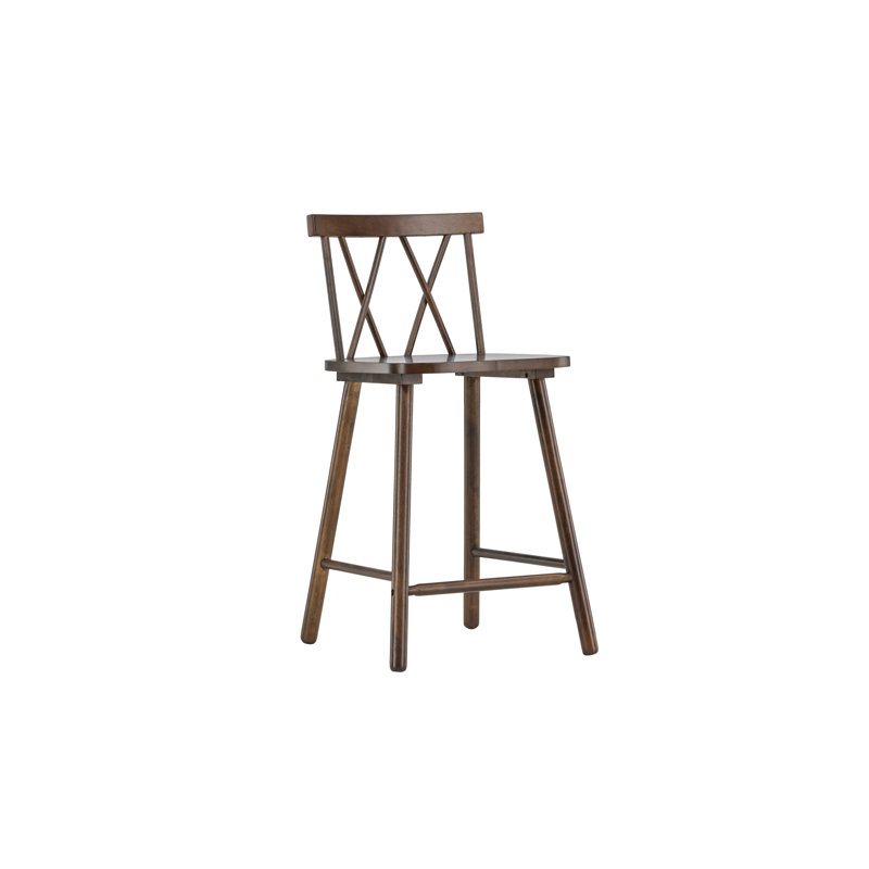 Haven Counter Stool with Solid Wood Frame, Brown