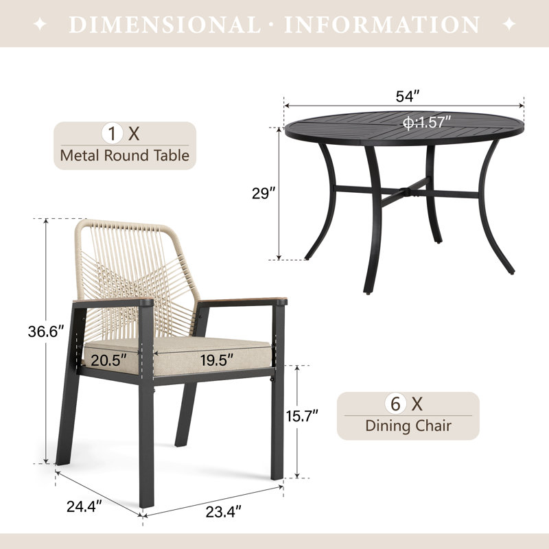 Ensemble repas pour terrasse en rotin 4 personnes Dayshanay, 6
